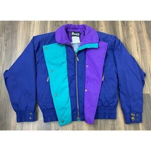 VTG RETRO 90s Women Nordica colorblock insulated ski winter jacket coat, 6 (S)